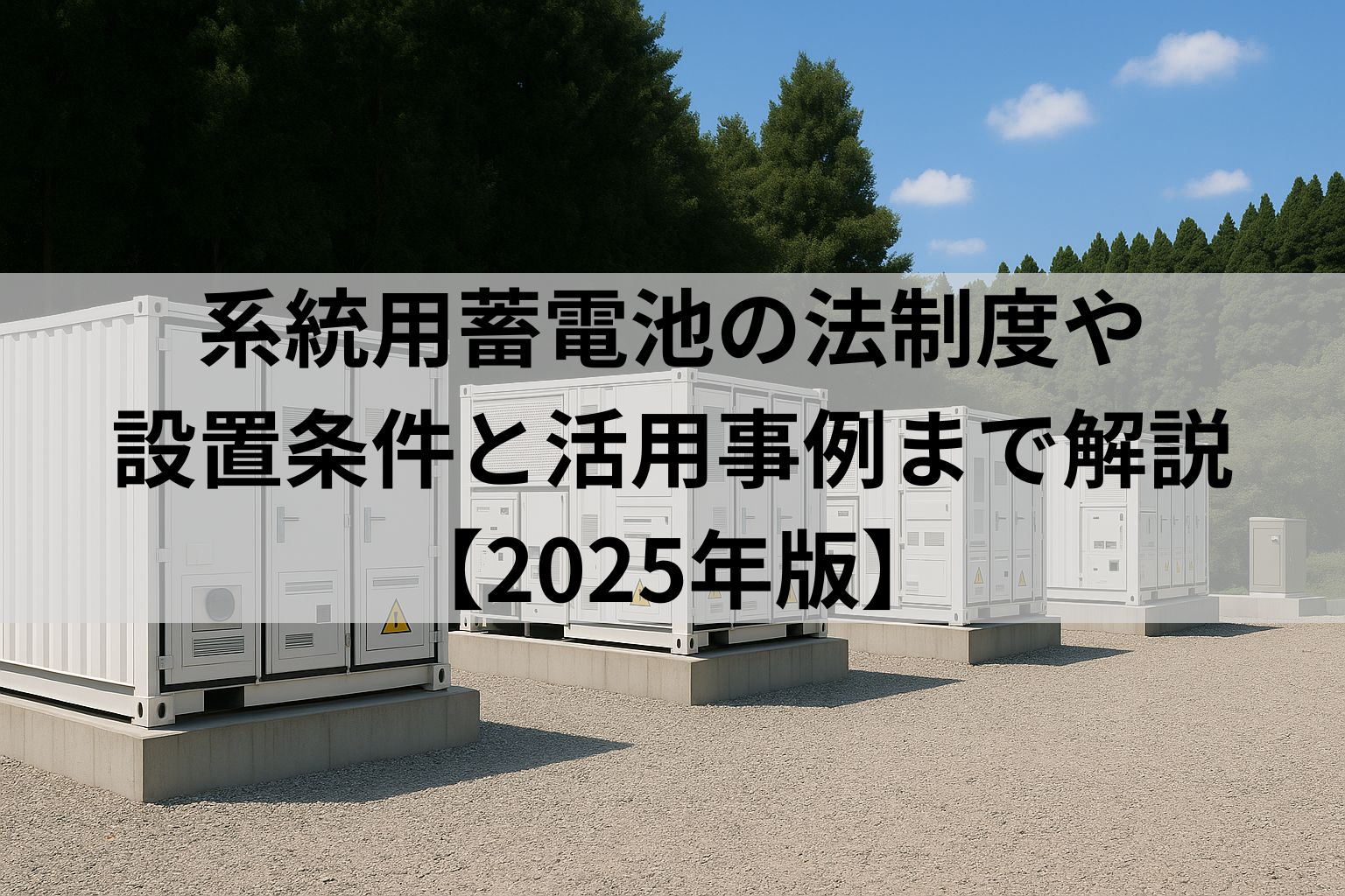系統用蓄電池の法制度や設置条件と活用事例まで解説【2025年版】｜系統用蓄電池ラボ