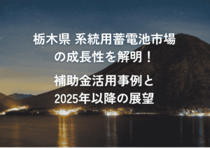 栃木県系統用蓄電池市場の成長性を解明！補助金活用事例と2025年以降の展望